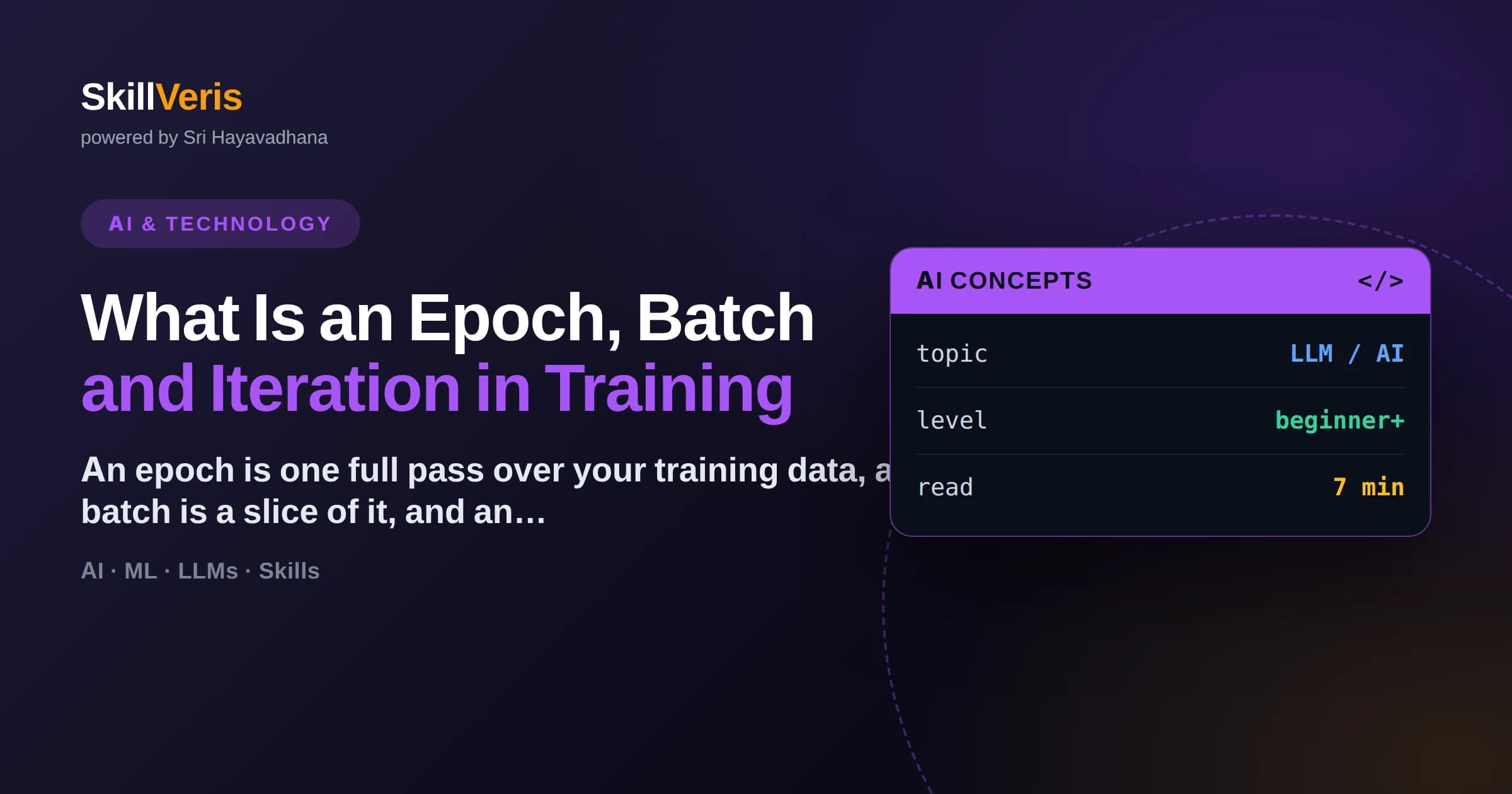 What Is an Epoch, Batch and Iteration in Training