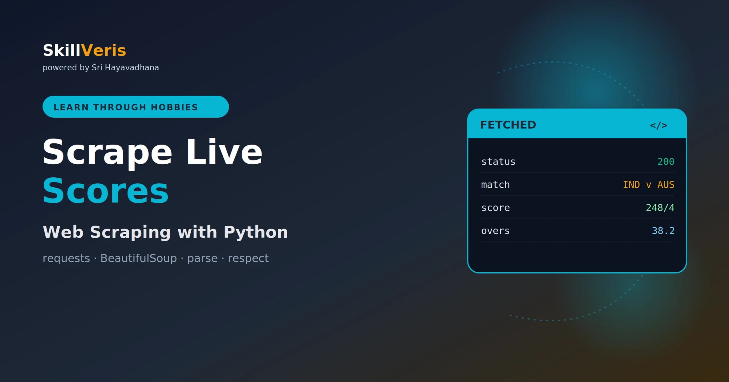 Learn Web Scraping by Fetching Live Cricket Scores